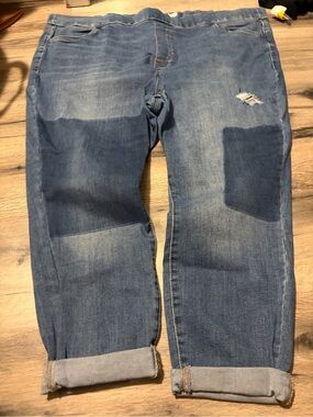 Sonoma Blue Straight Leg Jeans with Patchwork- plus 22 short